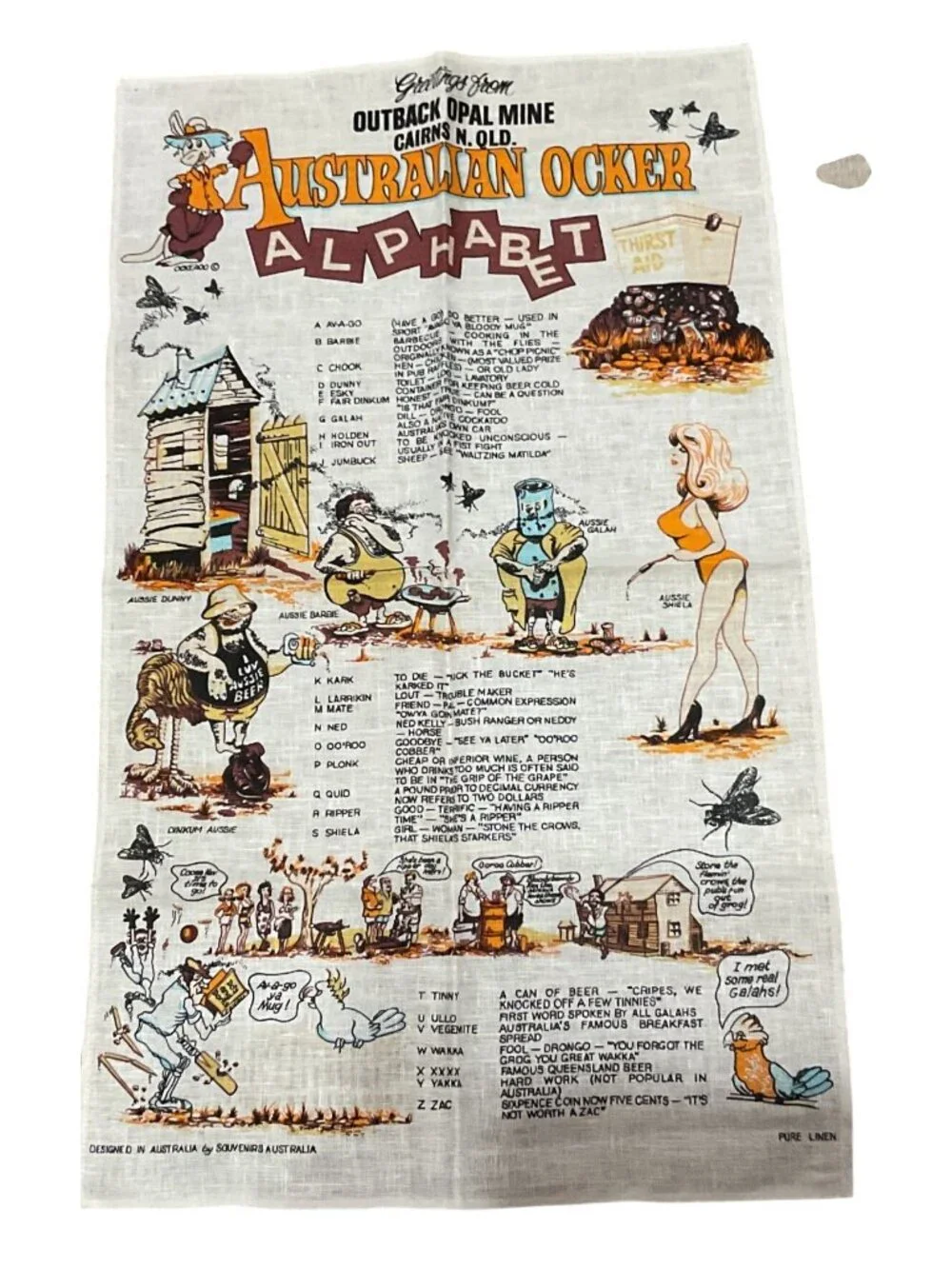 Australian Linen Tea Towels Set Of 3 Featuring Koala Recipes Ocker Alphabet